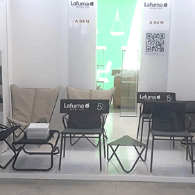 The Dubai Expo 2020 stand featuring LAFUMA Mobilier collections - SIMEXA - The Wholesale Outdoor Furniture Specialists