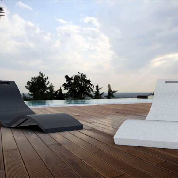 Black and white SERENDIPITY water loungers by ARKEMA DESIGN